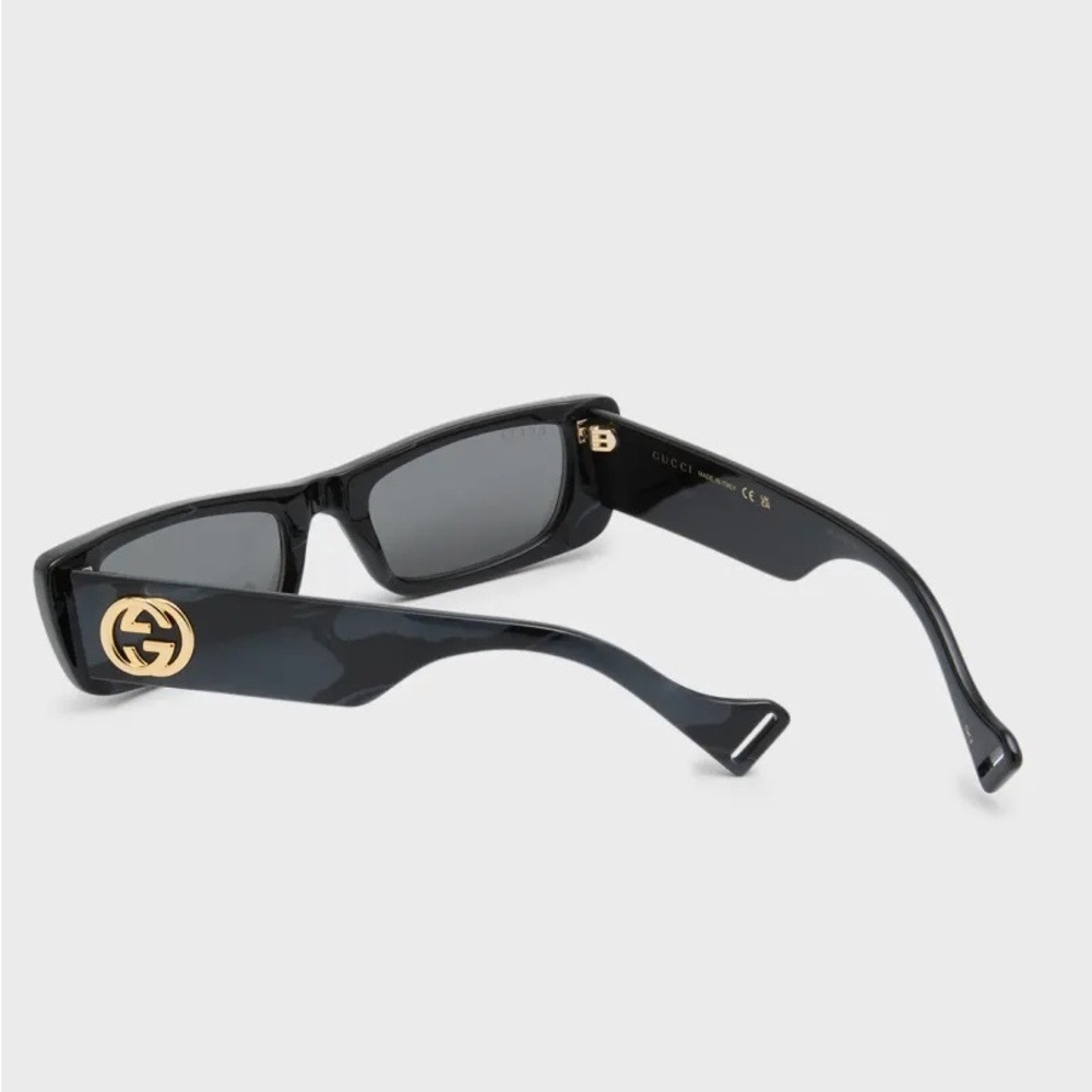 New GUCCI Monochromatic Rectangle Sunglasses w/ Interlocking G Temples - Picture 4 of 14